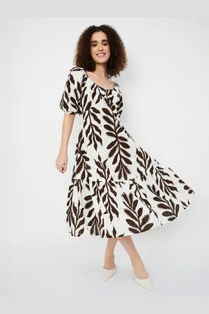 Max Collection Women Printed Pure Cotton Midi Dress