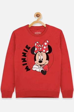 Kidsville Mickey & Friends Girls Red & Black Printed Sweatshirt