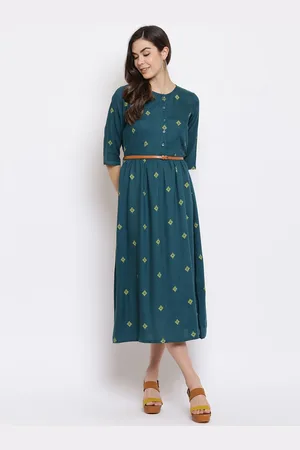 Mayra Ethnic Motifs Printed A-Line Midi Dress