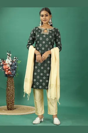 Ethnovog Floral Printed Sequinned Straight Kurta With Trousers And Dupatta