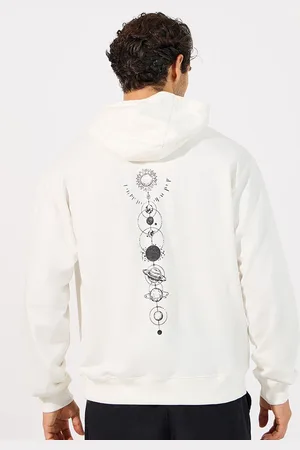Styli Men Back Minimal Planetary Print Relaxed Hoodie
