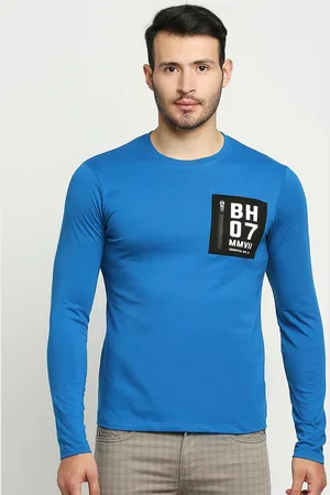 Being Human Men Blue & Black Typography Printed Pockets Pure Cotton T-shirt