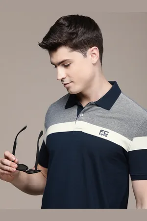 French Connection Colourblocked Polo Collar Pure Cotton T-shirt