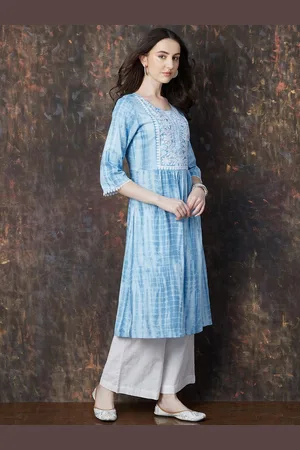 Lifestyle Women Ethnic Motifs Printed Flared Sleeves Thread Work Kurta