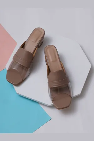 Misto Brown & Transparent PU Block Heels