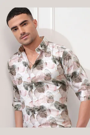 LocoMotive Luxe Men Satin Printed Occasion Slim Fit Shirt