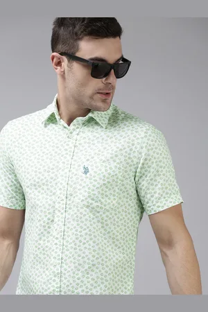 U.S. Polo Assn. U S Polo Assn Men Green Floral Printed Pure Cotton Casual Shirt