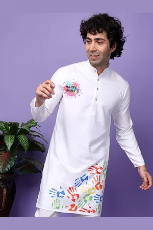 Hangup Graphic Printed Mandarin Collar Straight Kurta