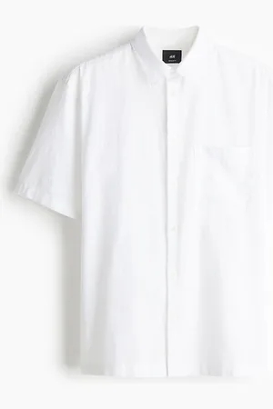 H&M Regular Fit Short-Sleeved Linen-Blend Shirt