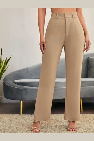 Chemistry Women Relaxed Straight Leg Flared High-Rise Trousers