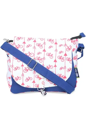 Kanvas Katha Navy Blue Printed Structured Sling Bag