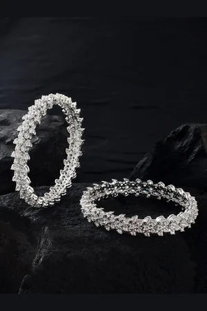 Voylla Rhodium-Plated Cubic Zirconia Studded Bangle