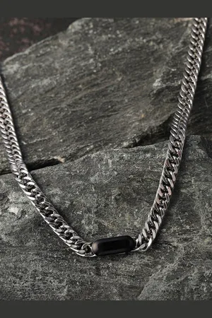 French Accent Men Silver-Plated Necklace