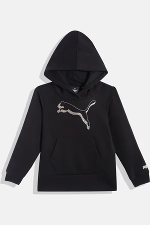 PUMA Girls Brand Logo Print Hooded Regular Fit Sweatshirt