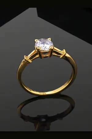 ESTELE Gold Plated Cubic Zirconia Studded Finger Ring