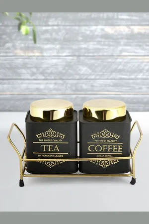 Pantaloons Set of 2 Black & Gold-Toned Printed Storage Containers