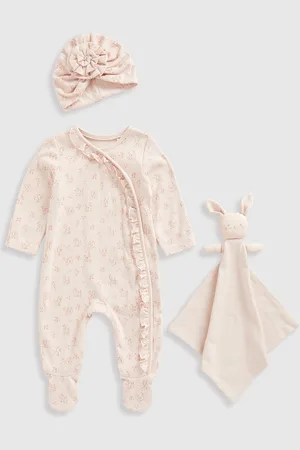 Mothercare Girls Pack of 3 Cotton Printed Sleepsuit