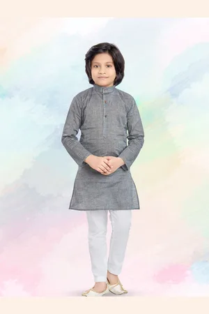 SHIWAM ETHNIX Boys Band Collar Long Sleeves Straight Kurta With Pyjamas