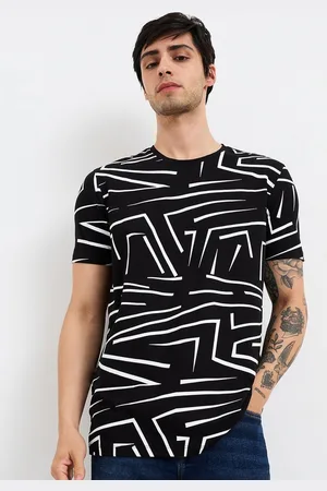 SPYKAR Men Abstract Printed Round Neck Cotton Slim Fit T-shirt