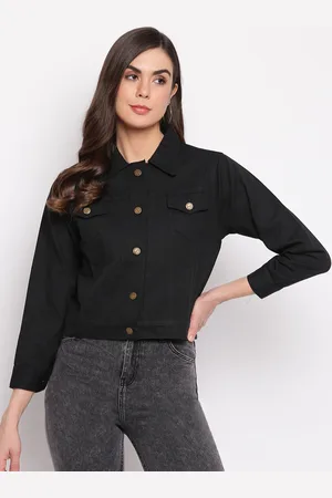 Mayra Women Black Crop Denim Jacket