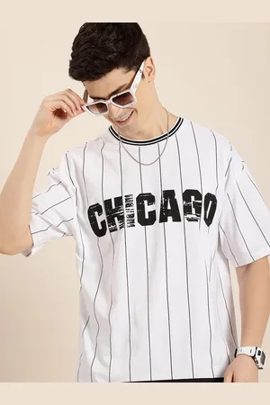 HERE&NOW Pure Cotton Striped Drop-Shoulder Sleeves Boxy T-shirt