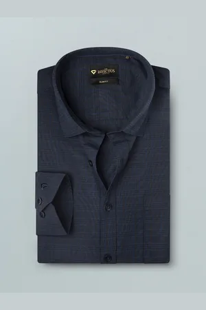 Invictus Men Navy Blue Striped Regular Fit Casual Shirt