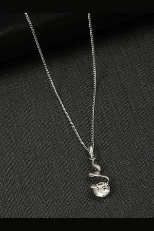 AccessHer Silver-Toned & White Silver-Plated Chain with Pendant