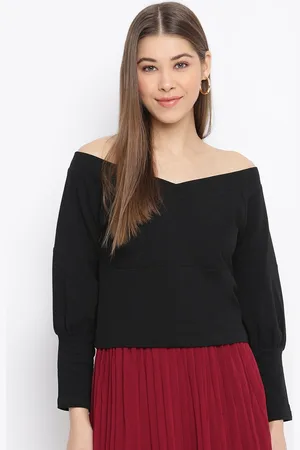 Mayra Off-Shoulder Cuffed Sleeves Bardot Top