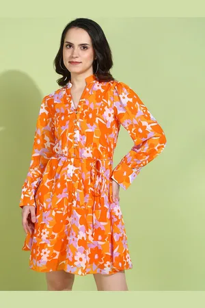 DODO & MOA Women Floral Print Georgette Fit & Flare Dress