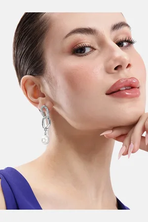 DressBerry Circular Shaped Beads & Stone Studded Drop Earrings