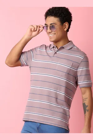 V-Mart Men Striped Polo Collar Pockets T-shirt