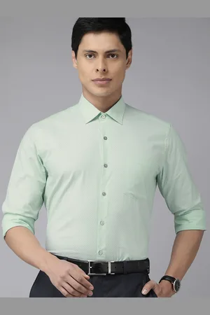 Arrow Men Green Self Design Pure Cotton Slim Fit Formal Shirt