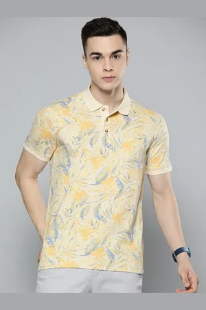 Indian Terrain Pure Cotton Floral Print Polo Collar T-shirt