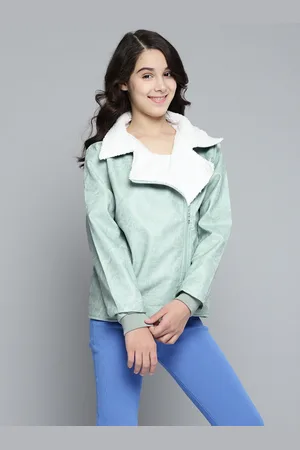 YK Girls Green Solid Tailored Jacket