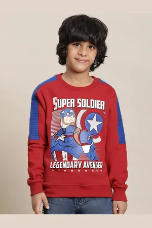 Kidsville Boys Captain America Printed Round Neck Pullover Sweatshirt