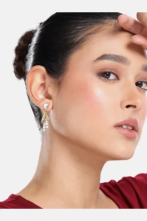 DressBerry Stone Studded Contemporary Drop Earrings