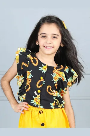 Cutiekins Girls Floral Printed Ruffles Shirt Style Top