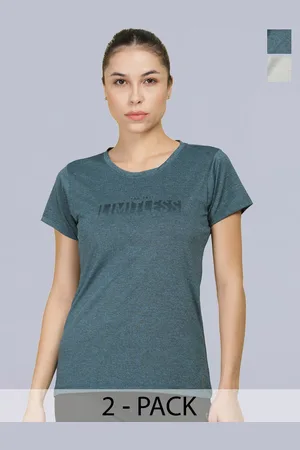 dollar Women Pack of 2 Microfiber Printed Anti Bacterial Sports T-Shirt