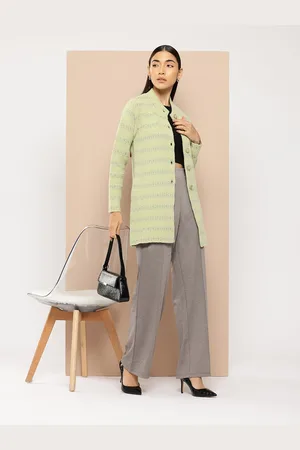Chemistry Striped Woollen Longline Cardigan