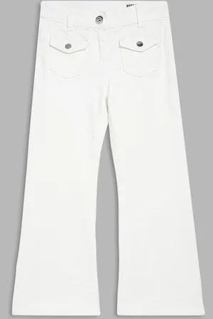 Blue Giraffe Girls White Bootcut Stretchable Jeans