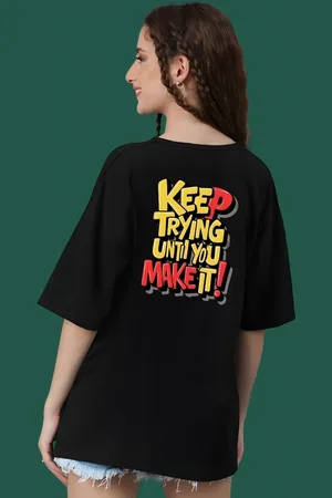 DressBerry Women Typography Printed Round Neck Cotton Oversized T-shirt