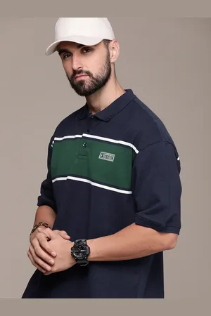 Roadster The Life Co. Colourblocked Polo Collar Drop-Shoulder Sleeves Pure Cotton T-shirt