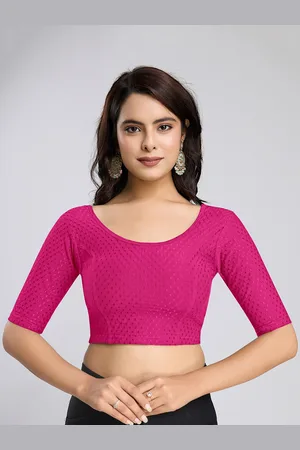 Trendmalls Women Cotton and Elastane Stitched Saree Blouse