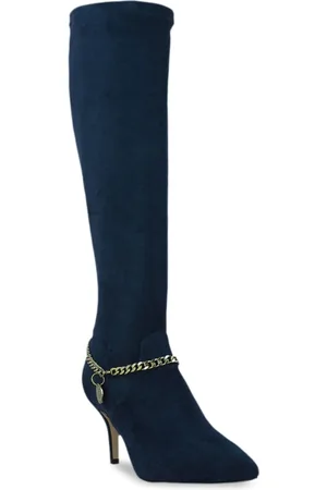 SAINT G. Navy Blue Leather Heeled Boots