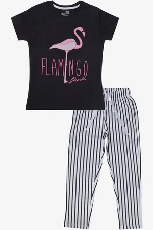 BodyCare Girls Printed Round Neck T-shirt With Trousers