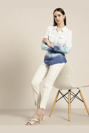 Invictus Women White & Blue Ombre Casual Shirt