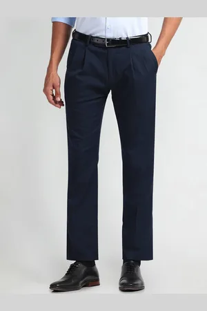 Arrow Men Plain Mid-Rise Slim Fit Pleated Formal Trousers
