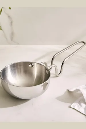 Home Centre Valeria Carin Silver-Toned Stainless Steel Tadka Pan