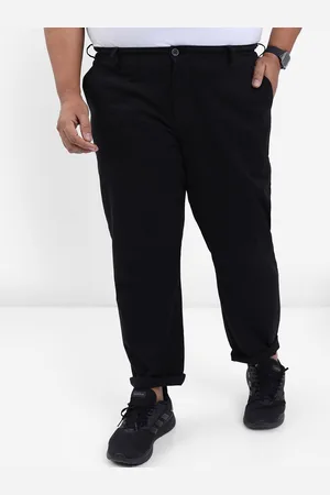 Highlander Men Black Plus Size Slim Fit Trousers