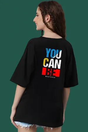 DressBerry Women Typography Printed Round Neck Cotton Oversized T-shirt